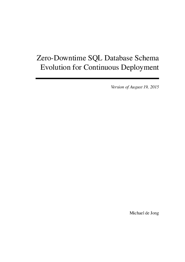 (PDF) Zero-Downtime SQL Database Schema Evolution for Continuous Deployment