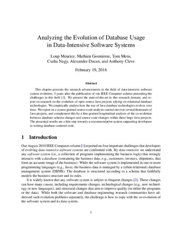 (PDF) Analyzing the Evolution of Database Usage in Data-Intensive ...