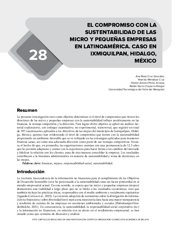 (PDF) EL COMPROMISO CON LA SUSTENTABILIDAD DE LAS MICRO Y PEQUEÑAS ...