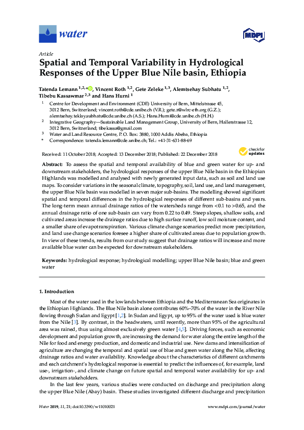 (PDF) Spatial and Temporal Variability in Hydrological Responses of the ...