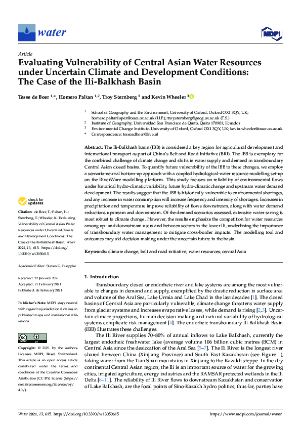 (PDF) Evaluating Vulnerability of Central Asian Water Resources under ...