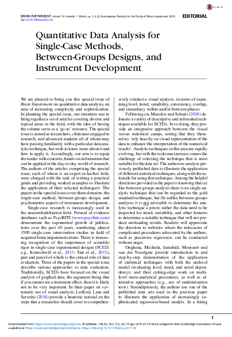 (PDF) Quantitative Data Analysis for Single-Case Methods, Between ...