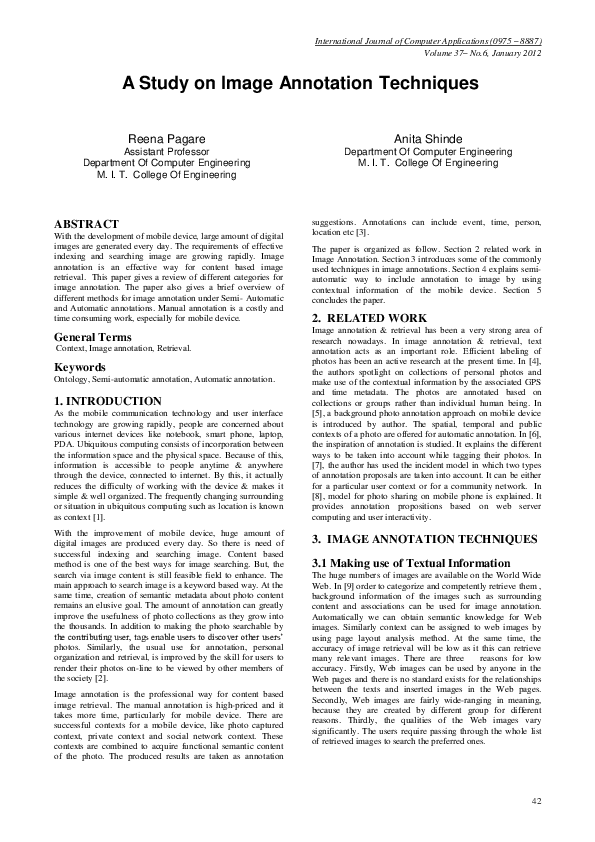 (PDF) A Study on Image Annotation Techniques