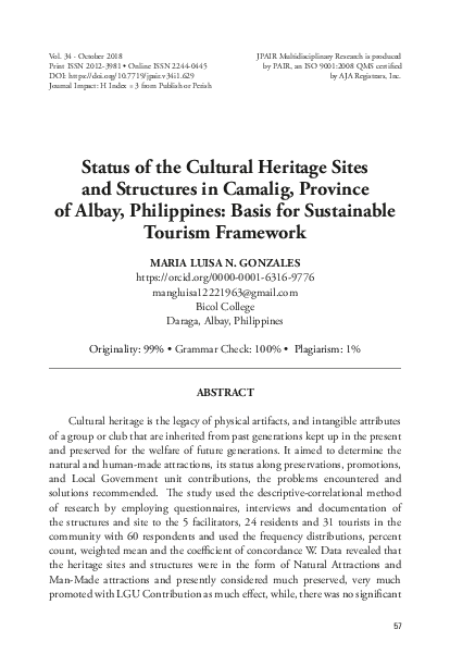 (PDF) Status of the Cultural Heritage Sites and Structures in Camalig ...