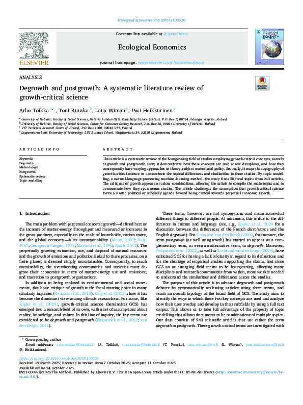 (PDF) Degrowth and postgrowth: A systematic literature review of growth ...