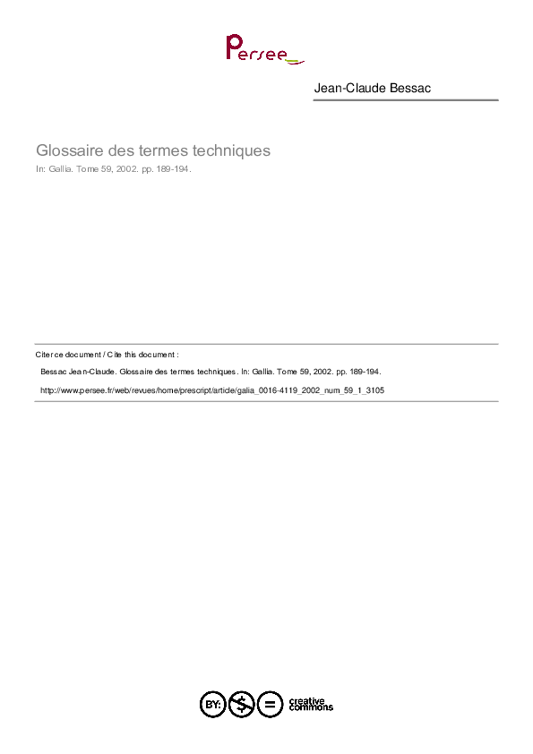 (PDF) Glossaire des termes techniques