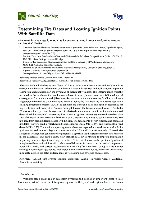 (PDF) Determining Fire Dates and Locating Ignition Points With ...