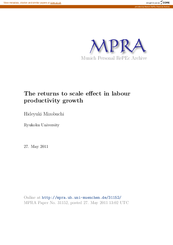 (PDF) The returns to scale effect in labour productivity growth