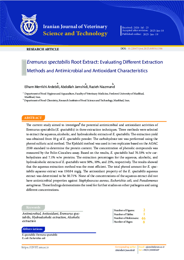 (PDF) Eremurus spectabilis Root Extract: Evaluating Different ...