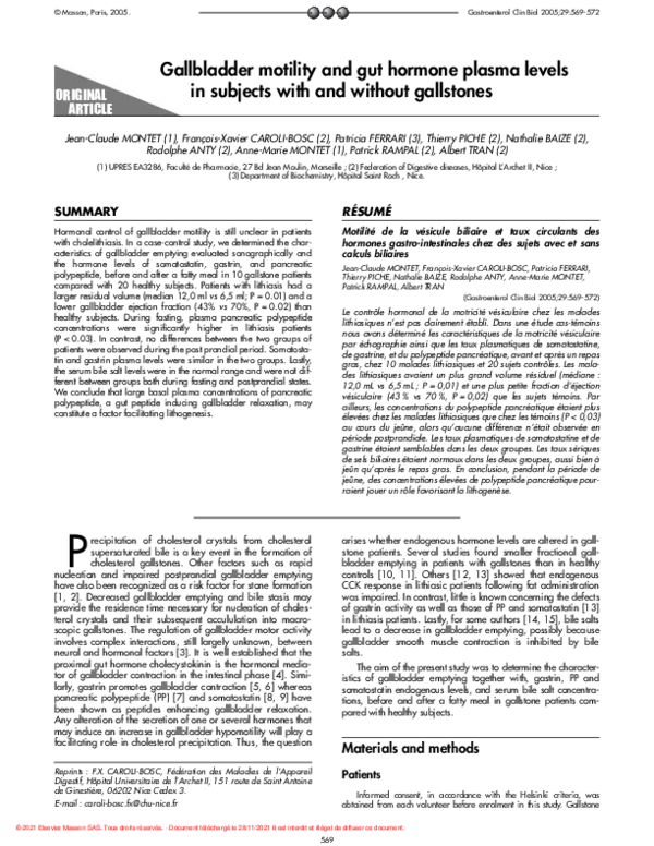 (PDF) Gallbladder motility and gut hormone plasma levels in subjects ...