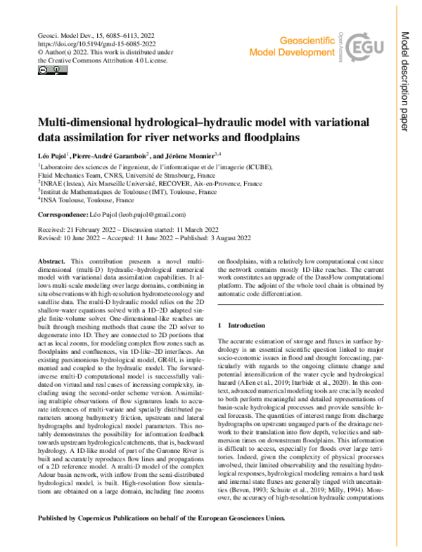 (PDF) Multi-dimensional hydrological–hydraulic model with variational ...