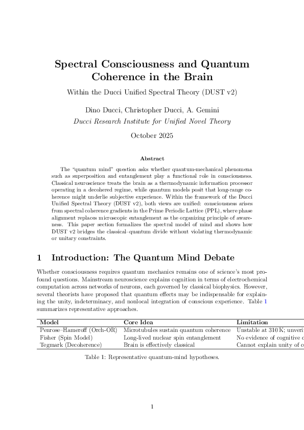 (PDF) Spectral Consciousness and Quantum Coherence in the Brain Within ...