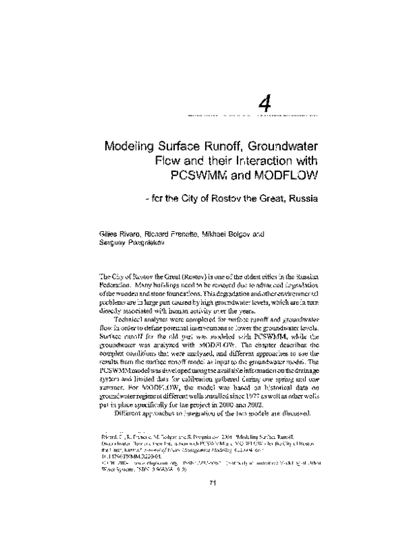 (PDF) Modeling Surface Runoff, Groundwater Flow and their Interaction ...