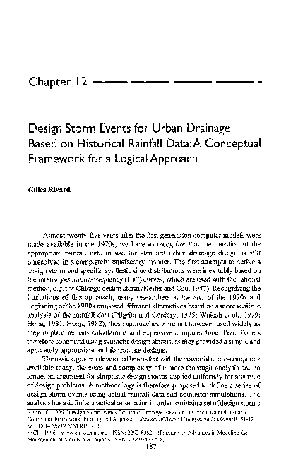 (PDF) Design Storm Events for Urban Drainage Based on Historical ...