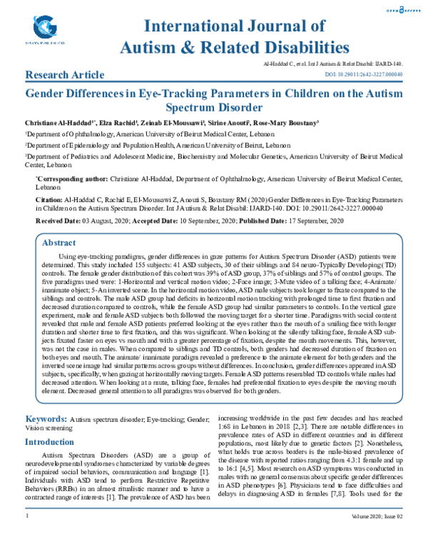(PDF) Gender Differences in Eye-Tracking Parameters in Children on the ...