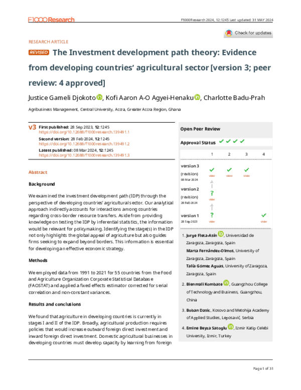 (PDF) The Investment Development Path theory: Evidence from developing ...