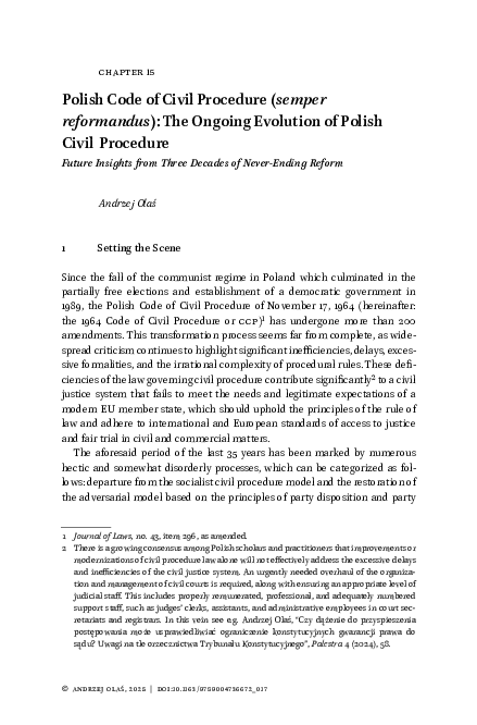 (PDF) Polish Code of Civil Procedure (semper reformandus): The Ongoing ...