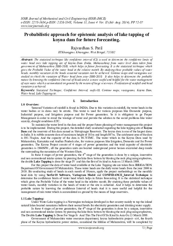 (PDF) Probabilistic approach for epistemic analysis of lake tapping of ...
