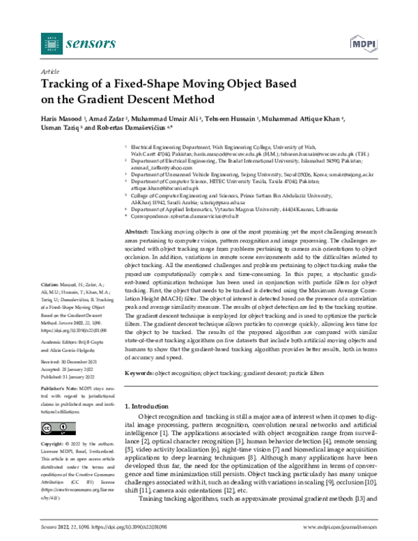 (PDF) Tracking of a Fixed-Shape Moving Object Based on the Gradient ...