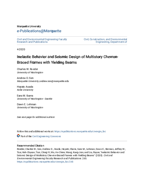 (PDF) Inelastic behavior and seismic design of multistory chevron ...