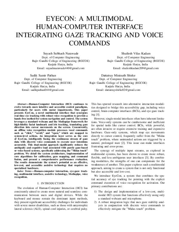 (PDF) EYECON: A MULTIMODAL HUMAN-COMPUTER INTERFACE INTEGRATING GAZE ...