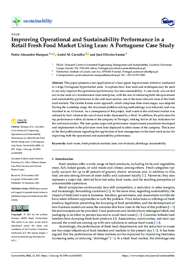 (PDF) Improving Operational and Sustainability Performance in a Retail ...