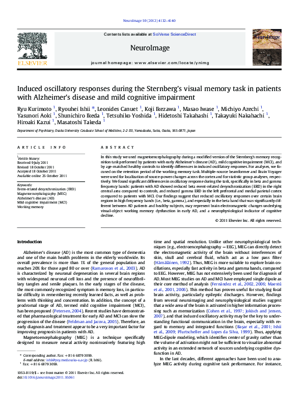 (PDF) Induced oscillatory responses during the Sternberg's visual ...