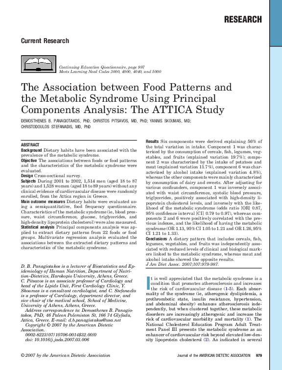 (PDF) The Association between Food Patterns and the Metabolic Syndrome ...