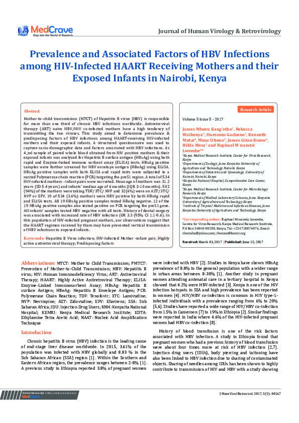 (PDF) Prevalence and Associated Factors of HBV Infections among HIV ...