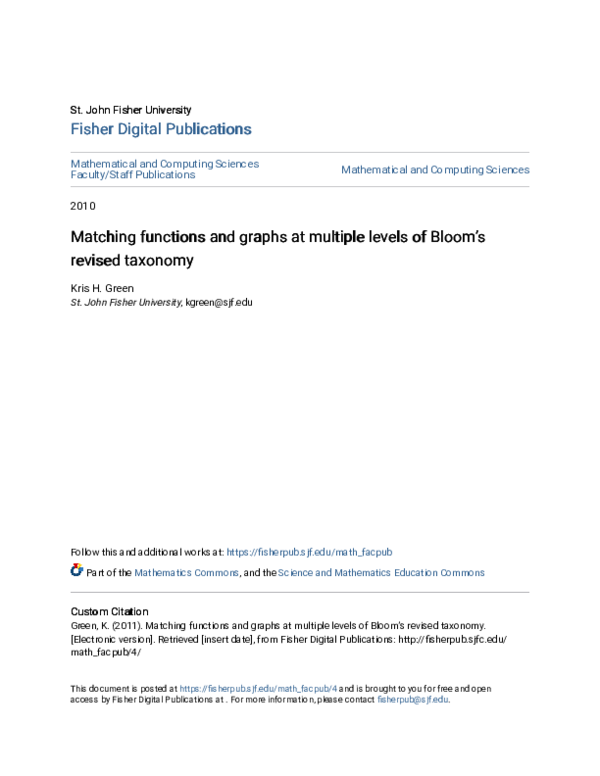 (PDF) Matching Functions and Graphs at Multiple Levels of Bloom's ...