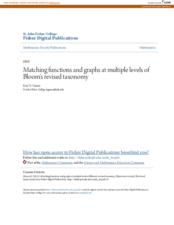 (PDF) Matching Functions and Graphs at Multiple Levels of Bloom's ...