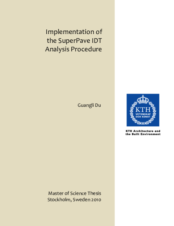 (PDF) Implementation of the SuperPave IDT Analysis Procedure