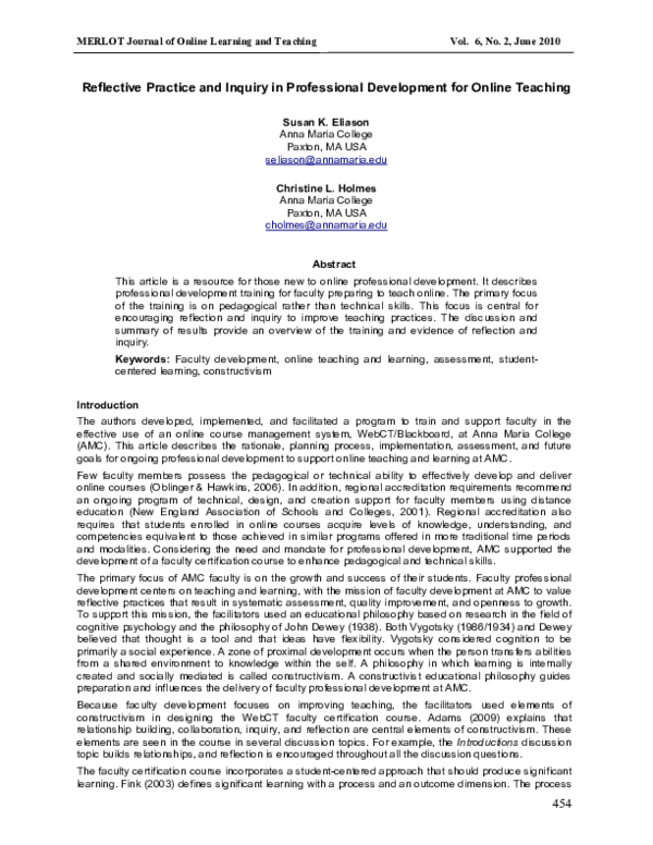 (PDF) Reflective Practice and Inquiry in Professional Development for ...
