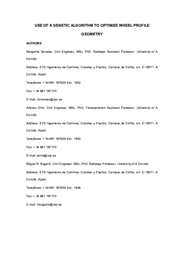 (PDF) Use of a genetic algorithm to optimize wheel profile geometry