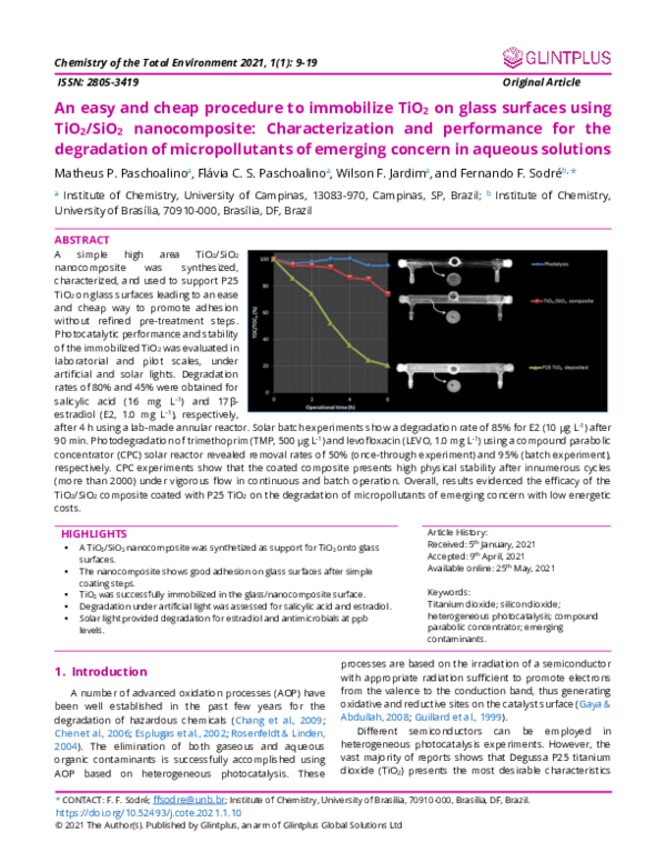 (PDF) An easy and cheap procedure to immobilize TiO2 on glass surfaces ...