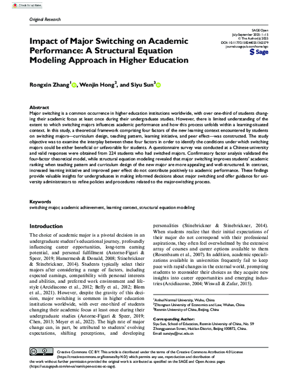 (PDF) Impact of Major Switching on Academic Performance: A Structural ...