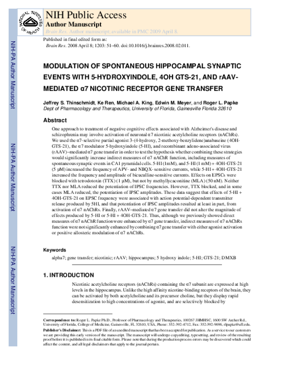 (PDF) Modulation of spontaneous hippocampal synaptic events with 5 ...