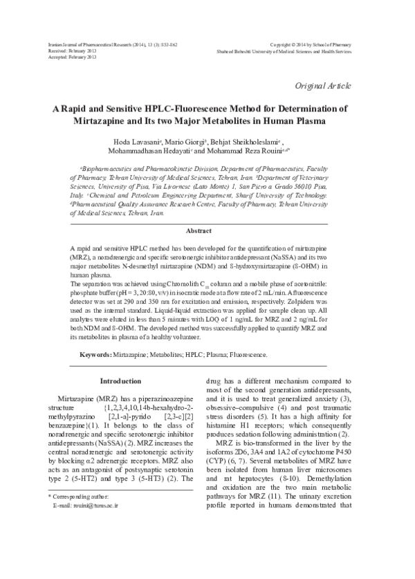 (PDF) A Rapid and Sensitive HPLC-Fluorescence Method for Determination ...