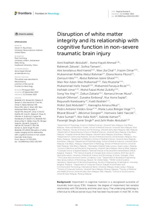 (PDF) Disruption of white matter integrity and its relationship with ...