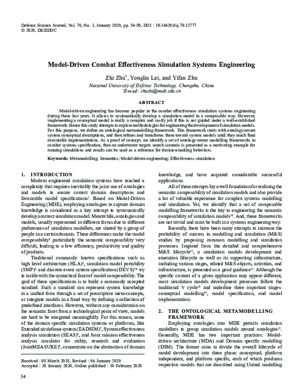 (PDF) Model Driven Combat Effectiveness Simulation Systems Engineering