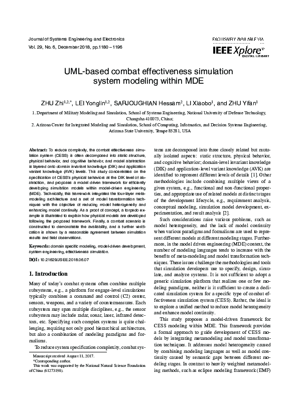 (PDF) UML-based combat effectiveness simulation system modeling within MDE