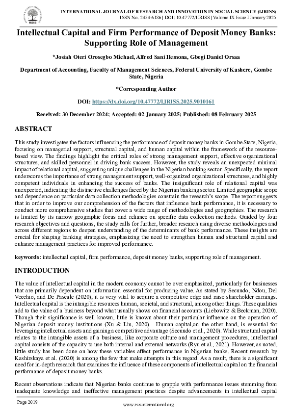 (PDF) Intellectual Capital and Firm Performance of Deposit Money Banks ...