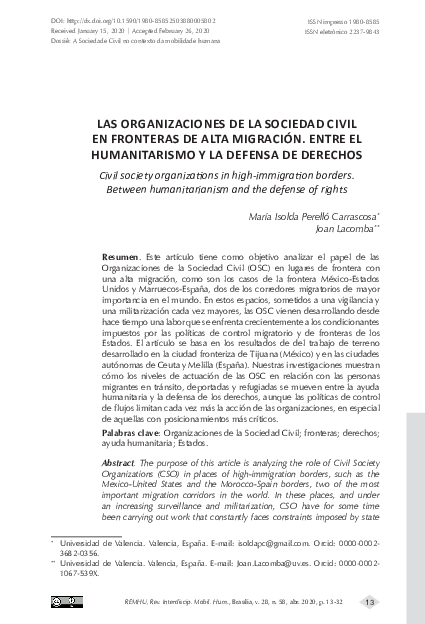 (PDF) Las organizaciones de la sociedad civil en fronteras de alta ...