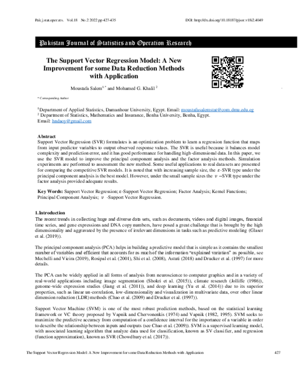 (PDF) The Support Vector Regression Model: A new Improvement for some ...