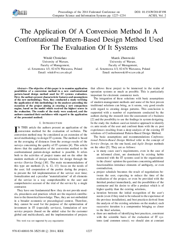 (PDF) The Application of a Conversion Method in a Confrontational ...