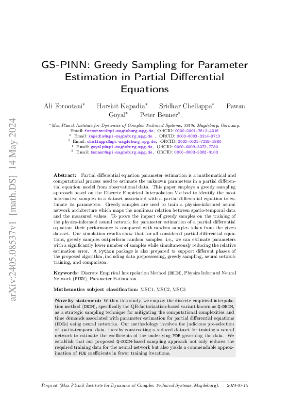(PDF) GS-PINN: Greedy Sampling for Parameter Estimation in Partial ...