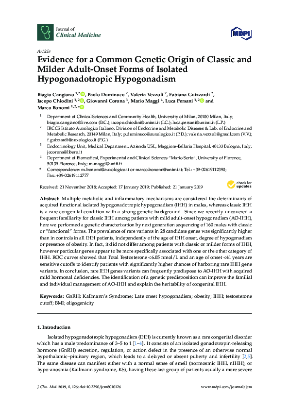 (PDF) Evidence for a Common Genetic Origin of Classic and Milder Adult ...