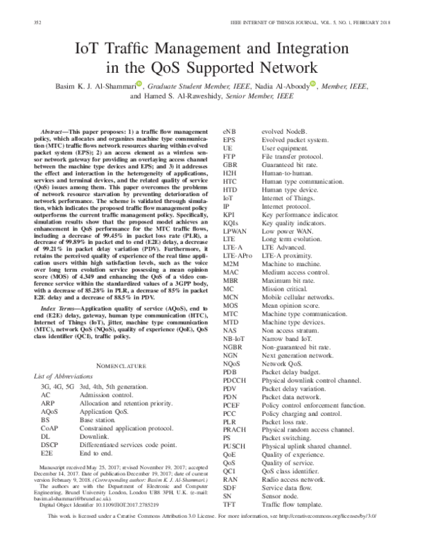 (PDF) IoT Traffic Management and Integration in the QoS Supported Network