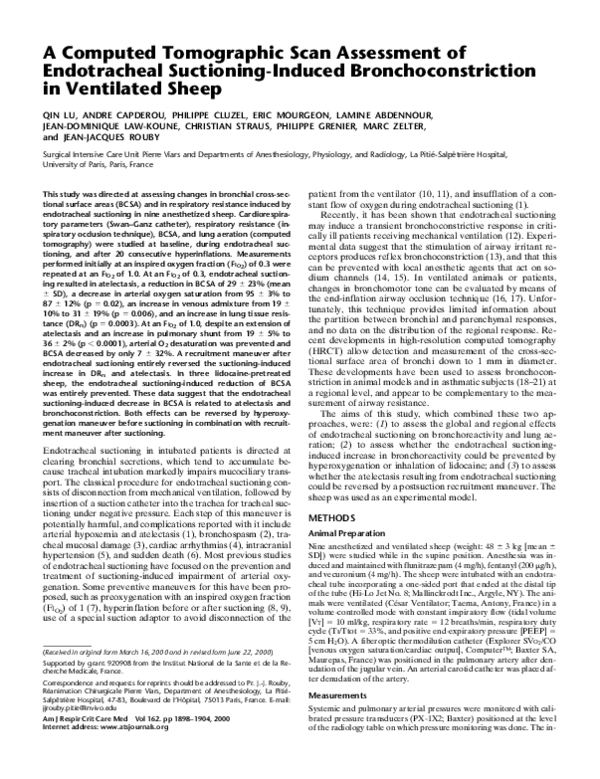 (PDF) A Computed Tomographic Scan Assessment of Endotracheal Suctioning ...