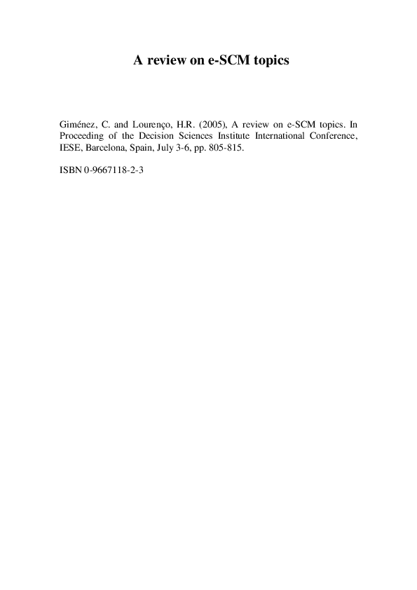 (PDF) A review on e-SCM topics